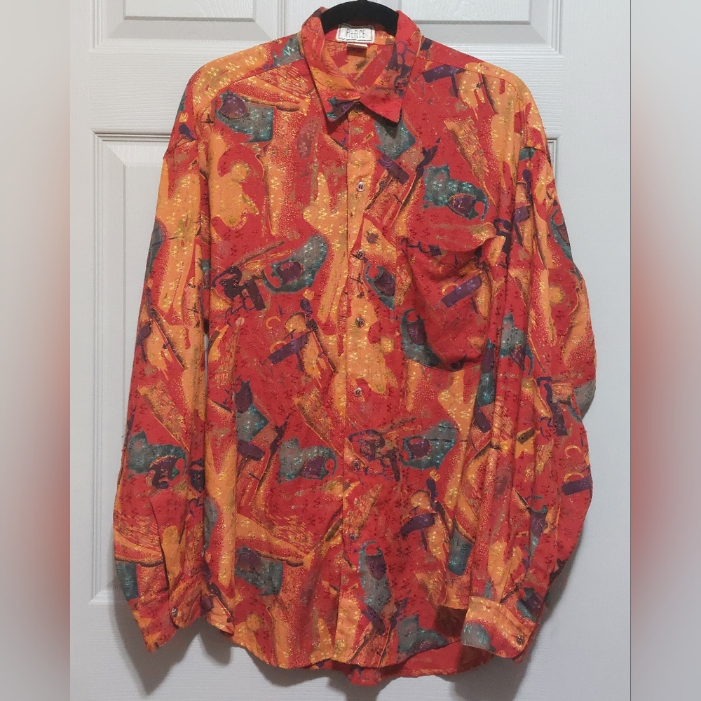 Vintage 80s Fierce Colorful Buttonup Size Medium